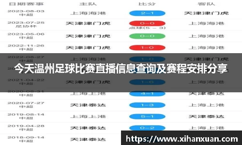 今天温州足球比赛直播信息查询及赛程安排分享